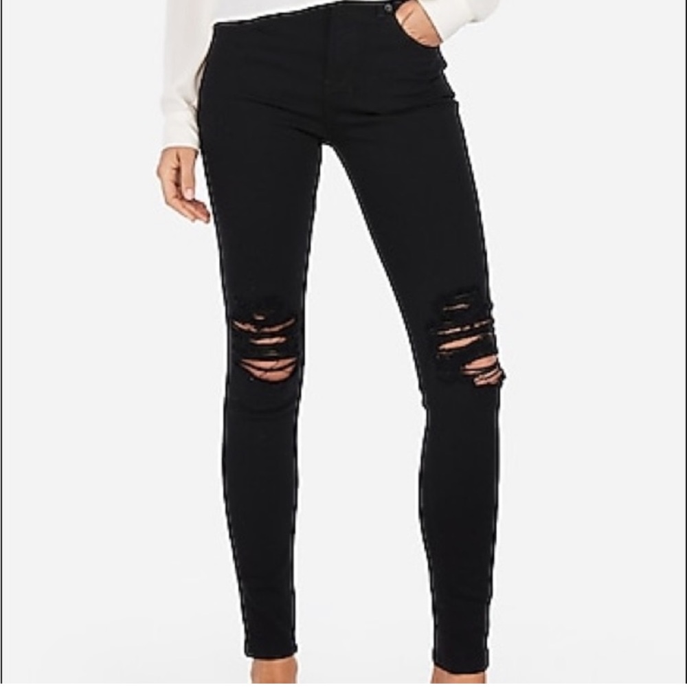 Express ripped skinny jeans, black, size 2 regular